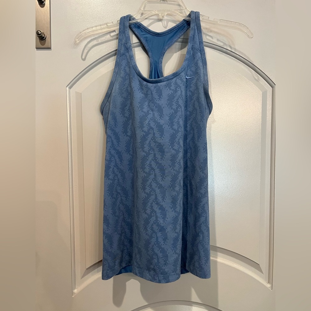 Nike Dry Fit blue digital camo racerback tank with built in bra. GUC!